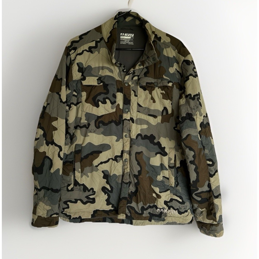 Kuiu Base Camp Insulated Snap Shirt Sz L - Camo Jacket  **Damaged Snaps READ**